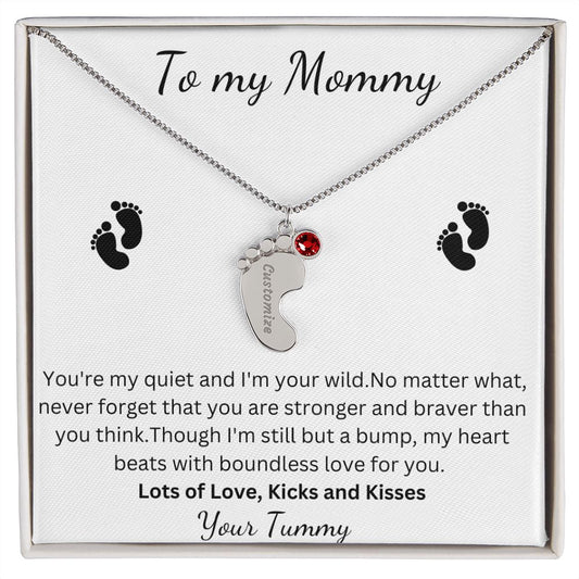 38 Baby Feet Necklace with Birthstones